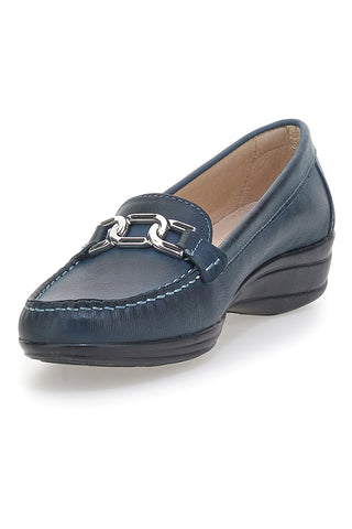 Mocassini Blu Con Accessorio Argentato Pittarello Focus 8134