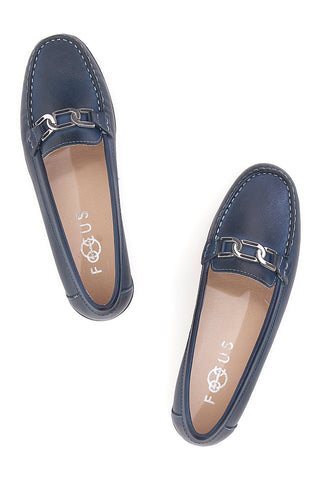 Mocassini Blu Con Accessorio Argentato Pittarello Focus 8134