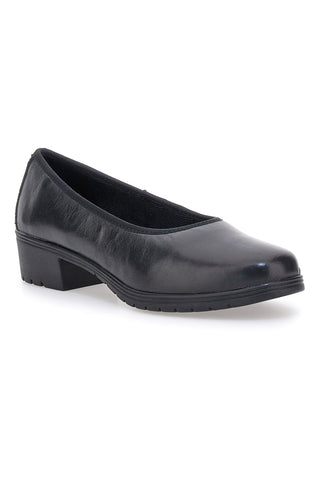 Bequeme schwarze Lederschuhe mit niedrigem Absatz und Memory Foam Pittarello 11574