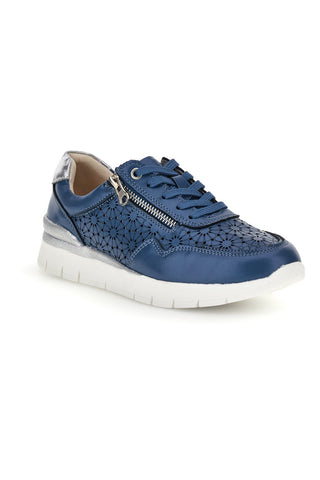 Sneakers blu traforate con arch support in vera pelle Prima riga 182082