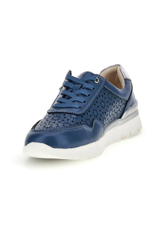 Sneakers blu traforate con arch support in vera pelle Prima riga 182082