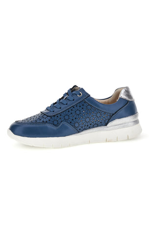 Sneakers blu traforate con arch support in vera pelle Prima riga 182082