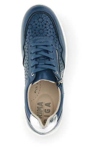 Sneakers blu traforate con arch support in vera pelle Prima riga 182082