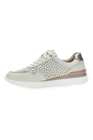 Sneakers beige traforate in vera pelle con cerniera Prima riga 182082