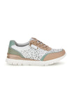 Sneakers bianco con dettagli beige e salvia tomaia in pelle Prima riga 33314