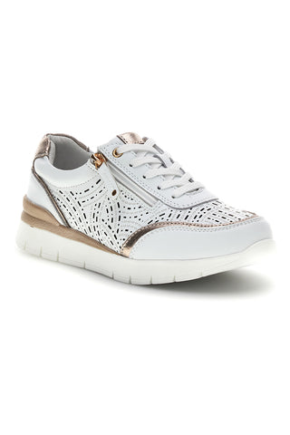 Sneakers bianche traforate in pelle con suoletta estraibile Prima riga 33314