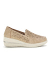 Beige perforierte Keilabsatzschuhe My Time MINA3173