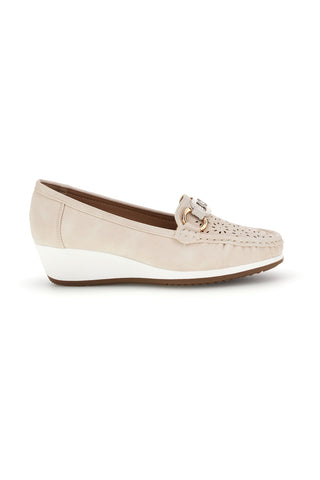 Beige perforierte Keilabsatzschuhe My Time MINA910
