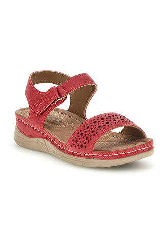 Rote Keilsandaletten mit Riemen My Time Q29919