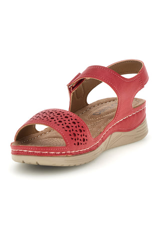 Rote Keilsandaletten mit Riemen My Time Q29919