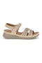 Beigefarbene Keilsandalen mit Strasssteinen My Time Q17729