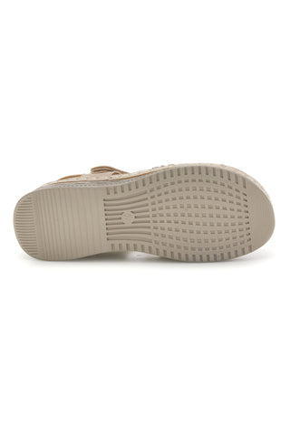 Beigefarbene Keilsandalen mit Strasssteinen My Time Q17729