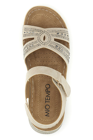 Beigefarbene Keilsandalen mit Strasssteinen My Time Q17729
