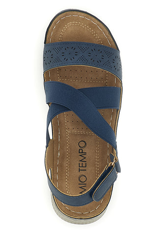 Sandali blu con zeppa e fasce incrociate Mio tempo Q17751