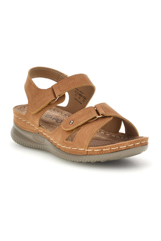 Braune Keilsandalen mit doppeltem Riemen My Time KLQ24824