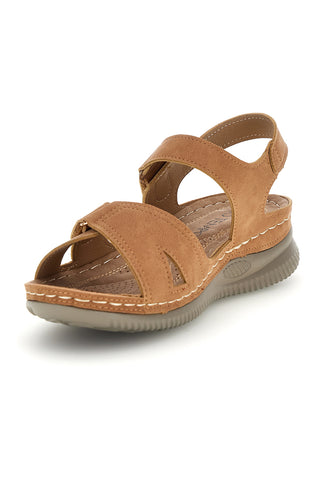 Braune Keilsandalen mit doppeltem Riemen My Time KLQ24824