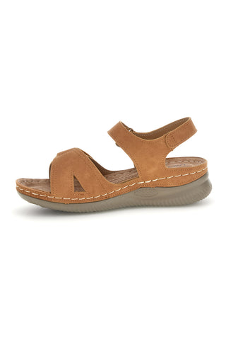 Braune Keilsandalen mit doppeltem Riemen My Time KLQ24824