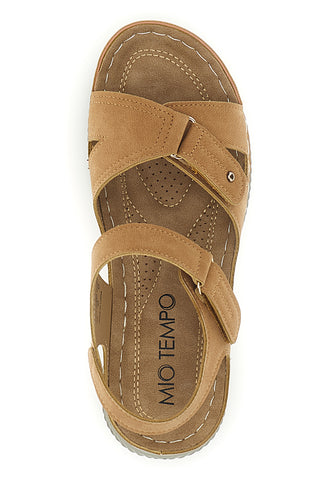 Braune Keilsandalen mit doppeltem Riemen My Time KLQ24824