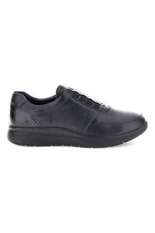 Sneaker Nera con Inserti a Texture Rettile e Chiusura con Elastici Plocadi MIN4192