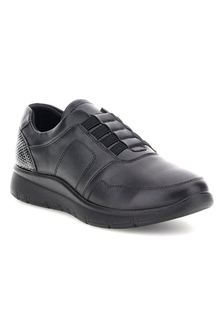 Sneaker Nera con Inserti a Texture Rettile e Chiusura con Elastici Plocadi MIN4192