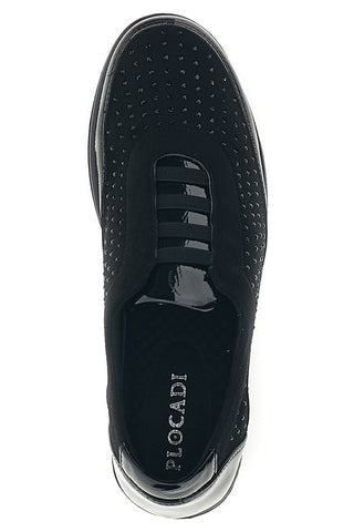 Sneaker Nera con Strass e Inserti in Effetto Vernice Plocadi MIN73