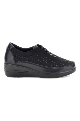 Sneaker Nera con Strass e Inserti Lisci Plocadi MIN73
