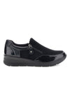 Sneaker Nera con Inserti in Effetto Vernice e Zip Laterale Plocadi MIN60