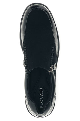 Sneaker Nera con Inserti in Effetto Vernice e Zip Laterale Plocadi MIN60