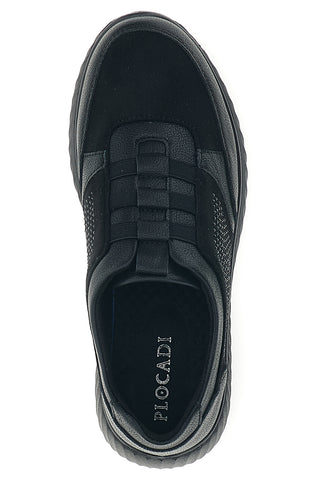 Sneaker Nera con Lacci Elastici e Dettaglio in Strass Plocadi MINA1702