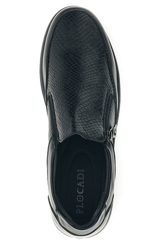 Sneaker Nera con Inserti a Texture Rettile, Zip Laterale e Zeppa Plocadi MINB224