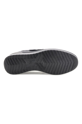 Sneaker Nera con Doppio Strappo in Pelle ed Effetto Pitone Plocadi MINB225