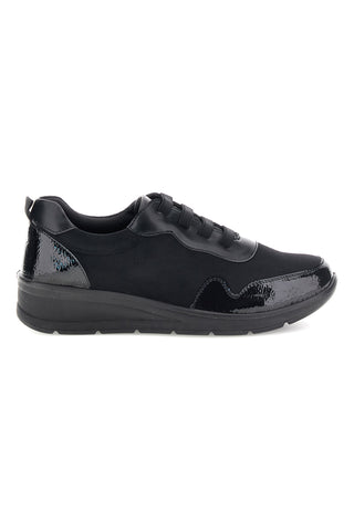 Sneaker Nera con Lacci e Inserti in Effetto Vernice Plocadi MINB302