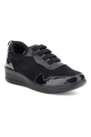 Sneaker Nera con Lacci e Inserti in Effetto Vernice Plocadi MINB302