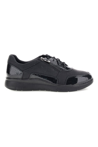 Sneaker Nera con Lacci e Zip Laterale in Effetto Vernice Plocadi MINB283