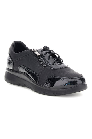 Sneaker Nera con Lacci e Zip Laterale in Effetto Vernice Plocadi MINB283