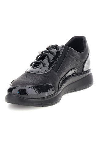 Sneaker Nera con Lacci e Zip Laterale in Effetto Vernice Plocadi MINB283