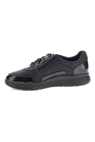 Sneaker Nera con Lacci e Zip Laterale in Effetto Vernice Plocadi MINB283