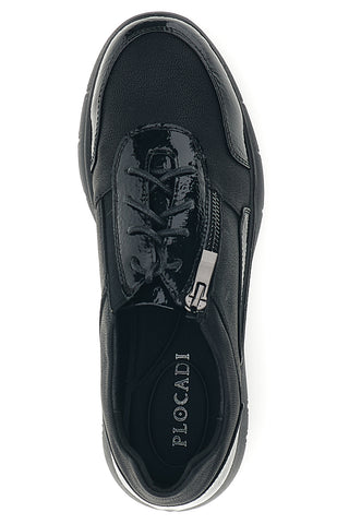 Sneaker Nera con Lacci e Zip Laterale in Effetto Vernice Plocadi MINB283