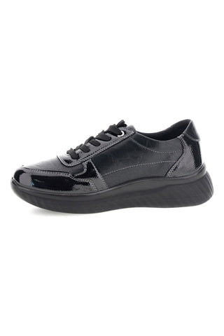 Sneaker Nera in Effetto Vernice con Lacci e Zip Laterale Plocadi MINB360