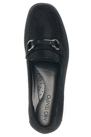 Mocassino Nero con Zeppa e Morsetto Argentato Mio Tempo MINB208
