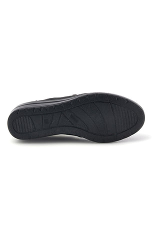 Bequeme schwarze Schuhe mit Reißverschluss und Keilabsatz von Mio Tempo, Modell MD2513L