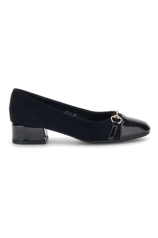 Ballerine nere con tacco basso e morsetto Mio tempo AH88991