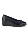 Ballerine nere in pelle con inserti in effetto vernice e zeppa Pittarello 22978