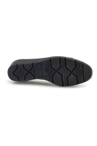 Ballerine nere in pelle con inserti in effetto vernice e zeppa Pittarello 22978