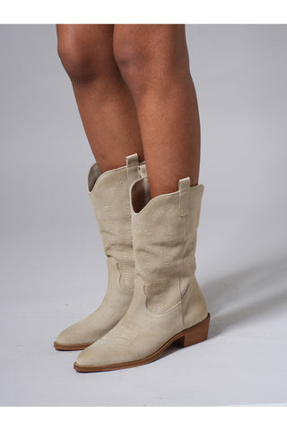 Pittarello Glam Texan Stiefeletten 7406 Beige Echtleder