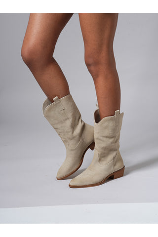 Pittarello Glam Texan Stiefeletten 7406 Beige Echtleder