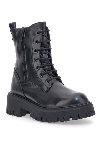 Schwarze Amphibien aus echtem Leder Black Shoot 20605