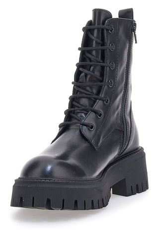 Schwarze Amphibien aus echtem Leder Black Shoot 20605