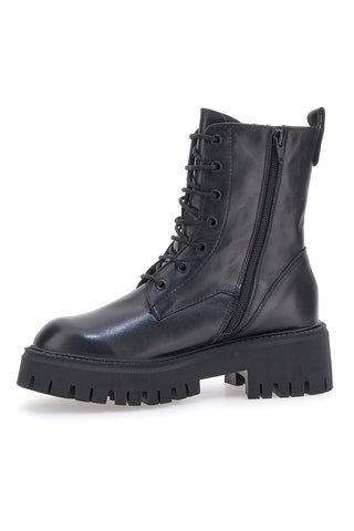 Schwarze Amphibien aus echtem Leder Black Shoot 20605