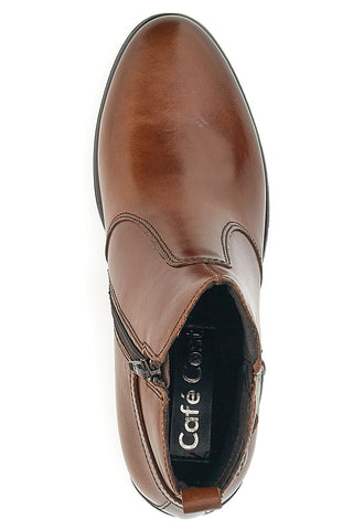 Braune Stiefeletten aus echtem Leder mit Café-Absatz, Baujahr 1977